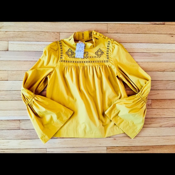 FREE PEOPLE ( XS ) MUSTARD ETERNITY BLOUSE - Picture 4 of 8